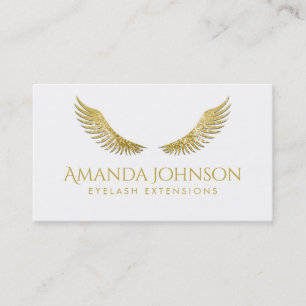 Glitter Lashes Gold Wings Eenvoudige Witte Kaart Visitekaartje