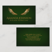 Glitter Lashes Gold Wings Emerald Green Card Visitekaartje (Voorkant / Achterkant)