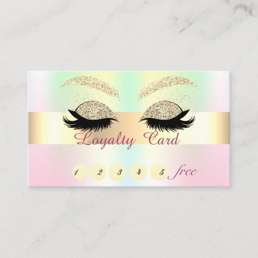 Glitter Lashes Holographic Iridescen Loyalty Kaart (Voorkant)