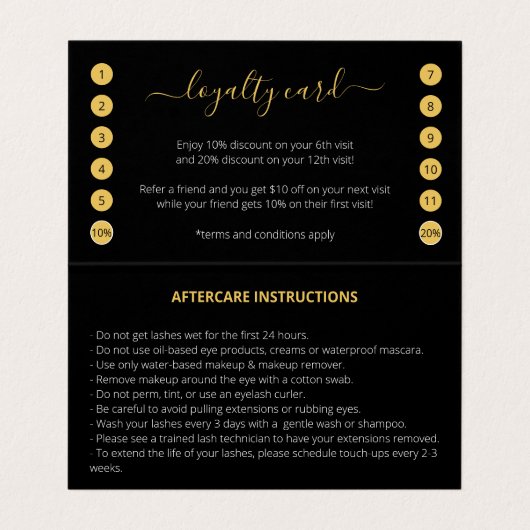 Glitter Lashes nazorg alles in één keer Visitekaartje (Binnenkant ongevouwen)