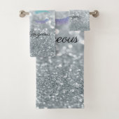 Glitter Lashes Silver Glitter Bokeh Bad Handdoek (Insitu)