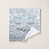 Glitter Lashes Silver Glitter Bokeh Bad Handdoek (Wasdoekje)