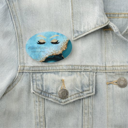 Glitter Lashes, Turquoise Marmer Make-up artiest Naamplaatje (In situ)