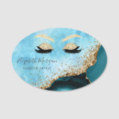 Glitter Lashes, Turquoise Marmer Make-up artiest Naamplaatje (Voorkant)