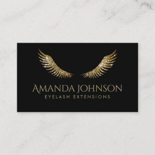 Glitter Lashes White Gold Wings Simple Black Kaart Visitekaartje