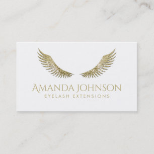 Glitter Lashes White Gold Wings Simple White Kaart Visitekaartje