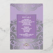 Glitter Lavendel Zilveren Sikh Anand Karaj Wedding Folie Uitnodiging (Achterkant)