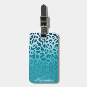 Glitter Leopard Bagagelabel (Voorkant verticaal)