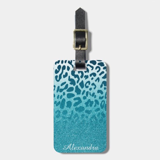 Glitter Leopard Bagagelabel (Voorkant verticaal)