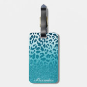 Glitter Leopard Bagagelabel (Achterkant verticaal)