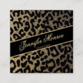 Glitter Leopard Black en Gold Visitekaartje (Voorkant)