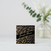Glitter Leopard Black en Gold Visitekaartje (Staand voorkant)