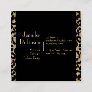 Glitter Leopard Black en Gold Visitekaartje