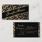 Glitter Leopard Black en Gold Visitekaartje (Voorkant / Achterkant)