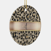Glitter Leopard Pattern Monogram Keramisch Ornament (Rechts)