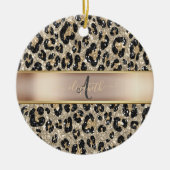 Glitter Leopard Pattern Monogram Keramisch Ornament (Voorkant)