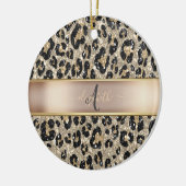 Glitter Leopard Pattern Monogram Keramisch Ornament (Links)