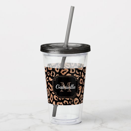 Glitter Leopard Print Acryl Drinkbeker (Achterkant)