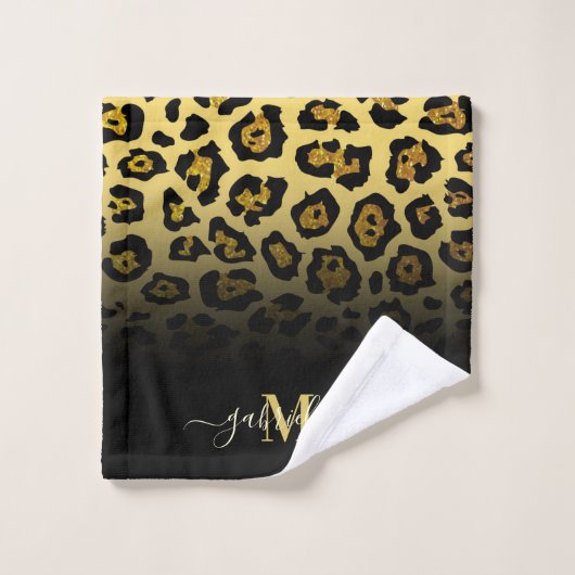 Glitter Leopard Print Bad Handdoek (Wasdoekje)