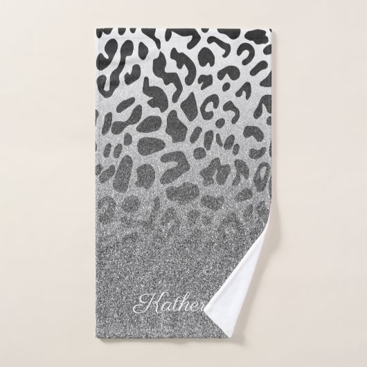 Glitter Leopard Print Bad Handdoek (Handdoek)