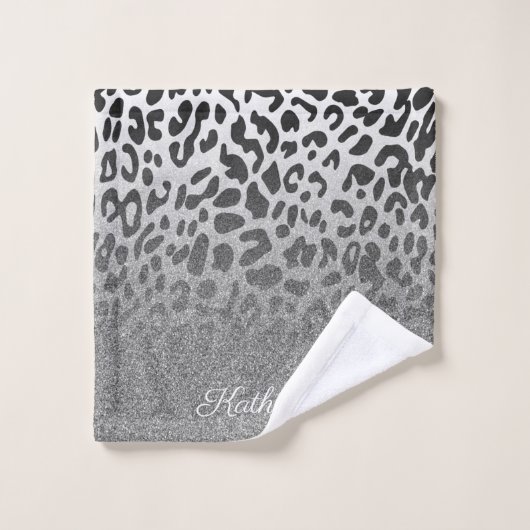 Glitter Leopard Print Bad Handdoek (Wasdoekje)