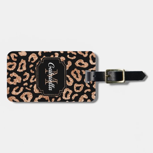 Glitter Leopard Print Bagagelabel (Voorkant horizontaal)