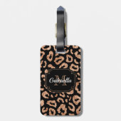 Glitter Leopard Print Bagagelabel (Achterkant verticaal)