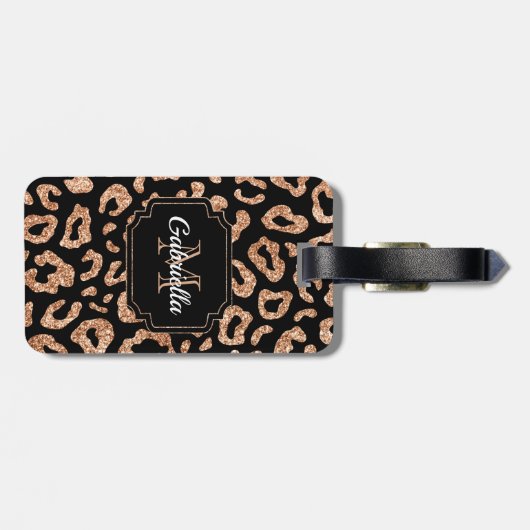 Glitter Leopard Print Bagagelabel (Achterkant horizontaal)