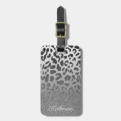 Glitter Leopard Print Bagagelabel (Voorkant verticaal)