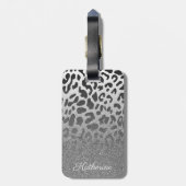 Glitter Leopard Print Bagagelabel (Achterkant verticaal)