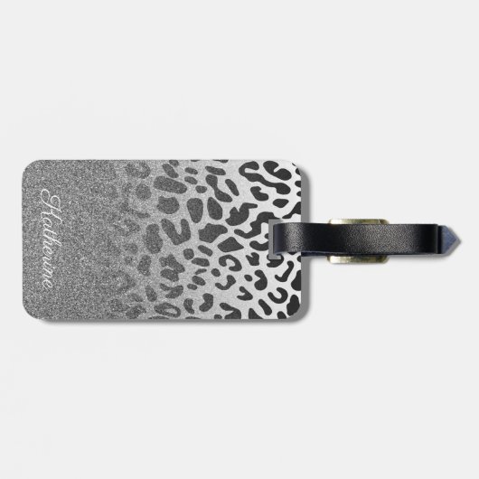 Glitter Leopard Print Bagagelabel (Achterkant horizontaal)
