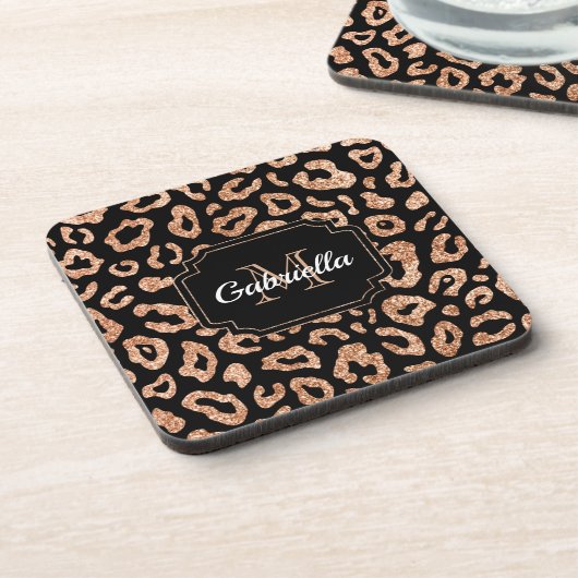 Glitter Leopard Print Bier Onderzetter (Linkerzijde)