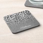 Glitter Leopard Print Bier Onderzetter (Linkerzijde)