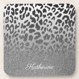 Glitter Leopard Print Bier Onderzetter