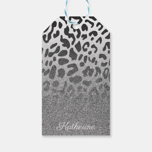 Glitter Leopard Print Cadeaulabel (Achterkant)