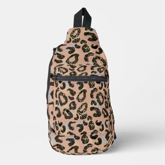 Glitter Leopard Print Crossbody Sling Bag (Voorkant)