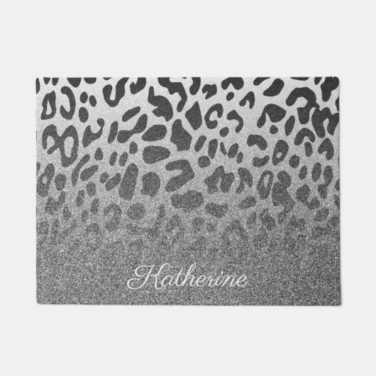 Glitter Leopard Print Deurmat (Voorkant)
