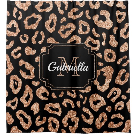 Glitter Leopard Print Douchegordijn (Voorkant)