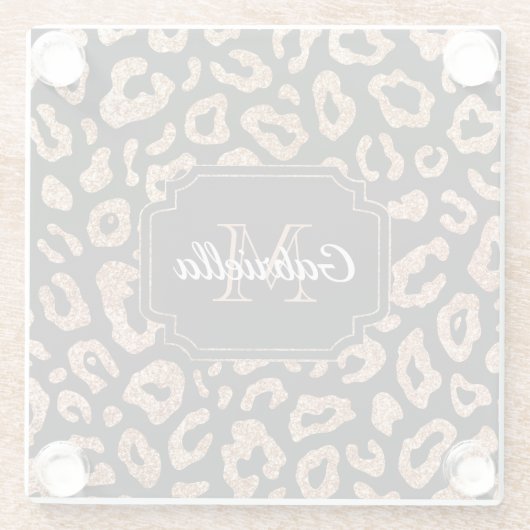 Glitter Leopard Print Glazen Onderzetter (Achterkant)