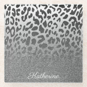 Glitter Leopard Print Glazen Onderzetter