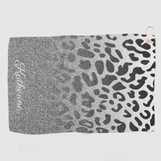 Glitter Leopard Print Golfhanddoek (Horizontaal)