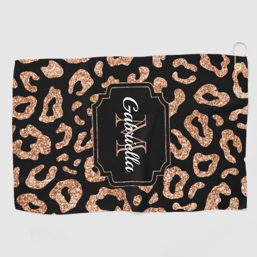 Glitter Leopard Print Golfhanddoek (Horizontaal)