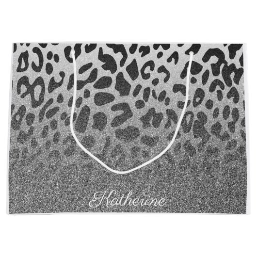 Glitter Leopard Print Groot Cadeauzakje (Voorkant)