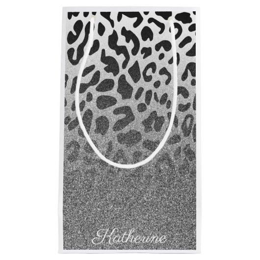 Glitter Leopard Print Klein Cadeauzakje (Voorkant)