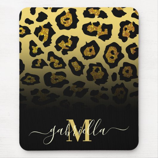 Glitter Leopard Print Muismat (Voorkant)