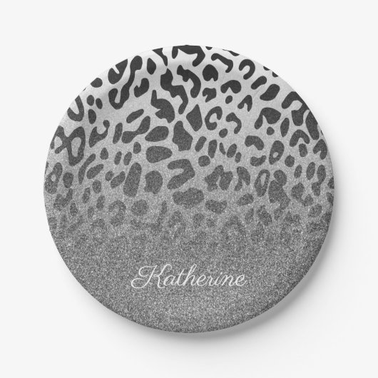 Glitter Leopard Print Papieren Bordje (Voorkant)