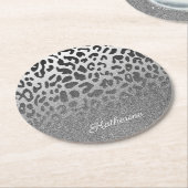 Glitter Leopard Print Ronde Kartonnen Onderzetter (Gebogen)