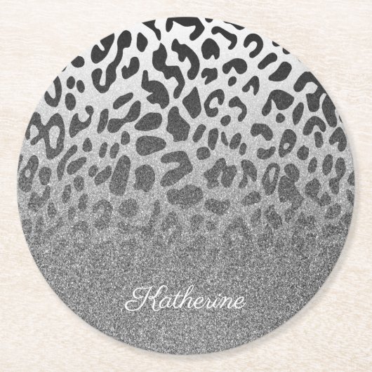 Glitter Leopard Print Ronde Kartonnen Onderzetter (Voorkant)