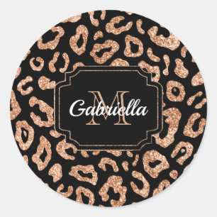 Glitter Leopard Print Ronde Sticker