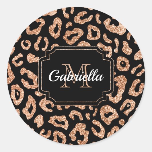 Glitter Leopard Print Ronde Sticker (Voorkant)